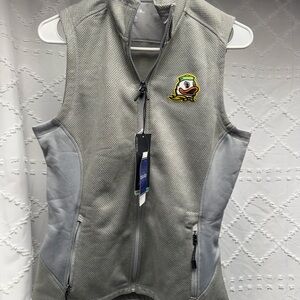 Antigua NWT Small Women's Oregon Ducks Nostalgic Full-Zip Course Vest - Gray